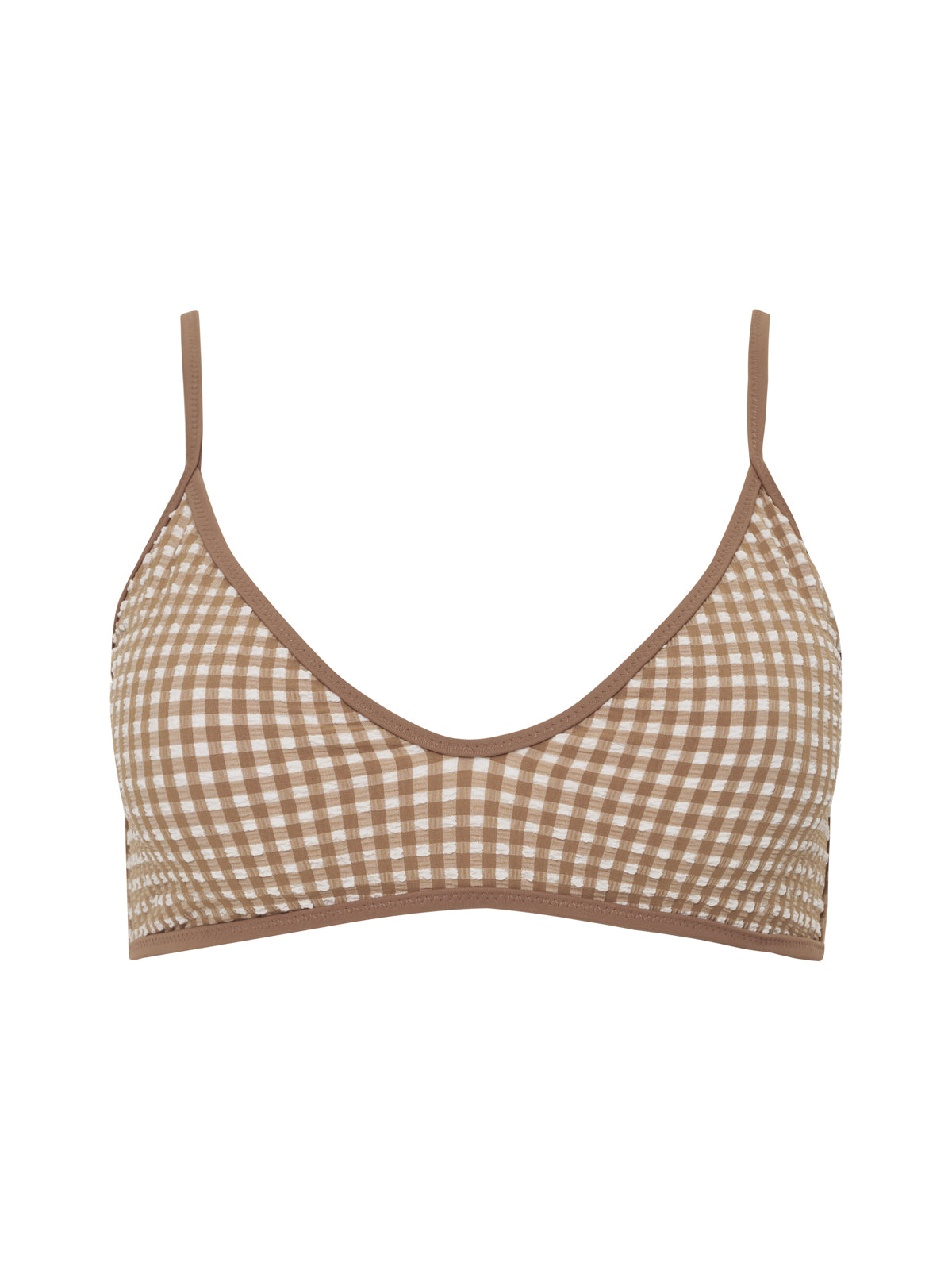 Scoop Front Bra Bikini Top Toasted Coconut Gingham - Image 3