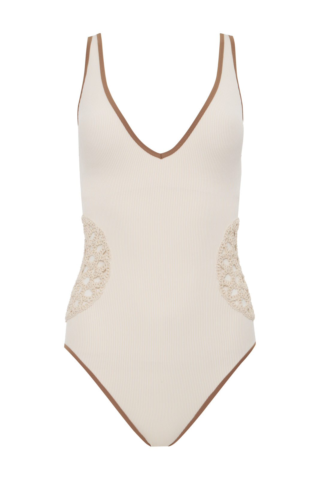 High Leg Scoop Neck One-Piece White Sand - Image 4