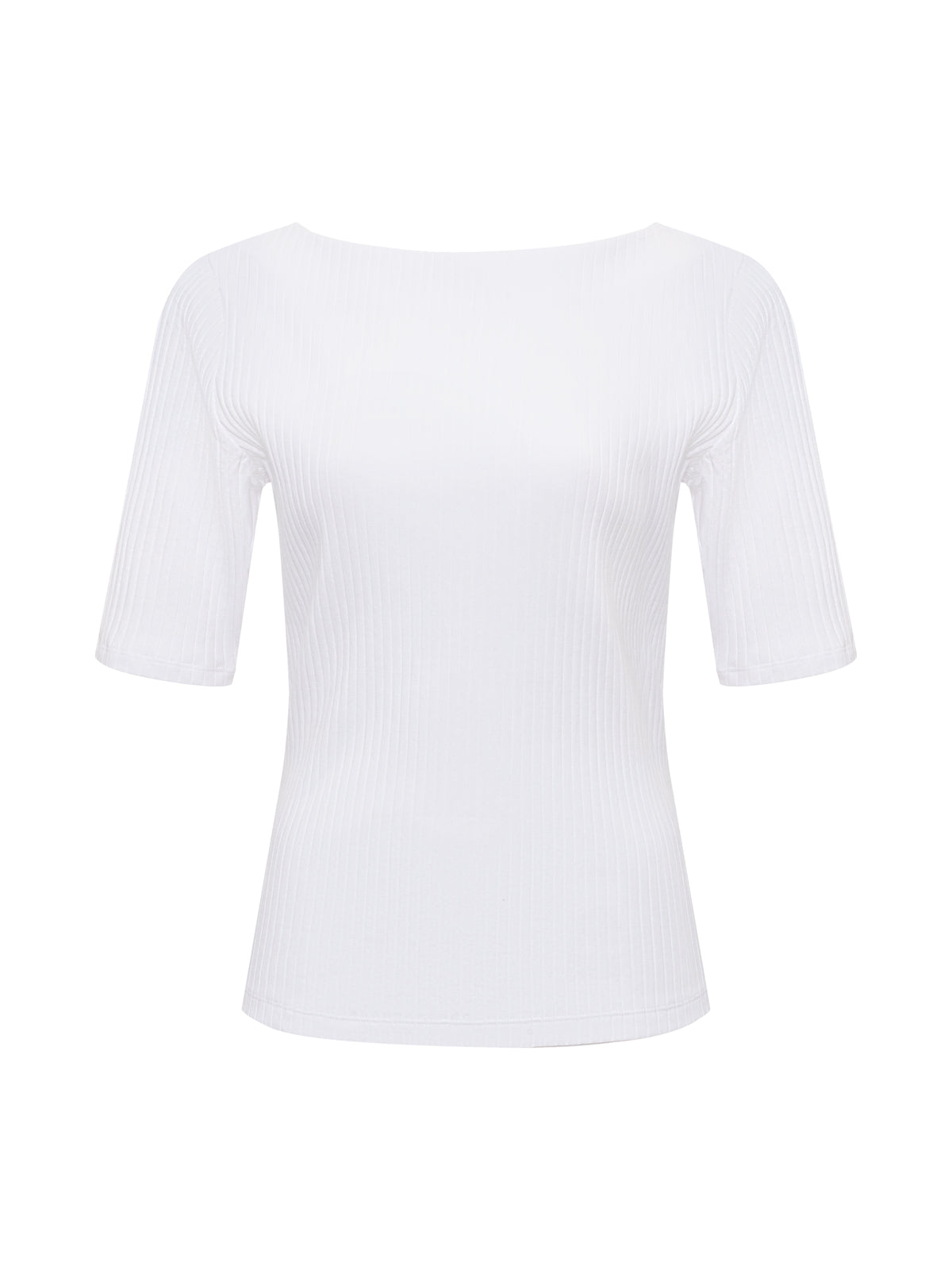Boatneck Ribbed Top White - Image 7