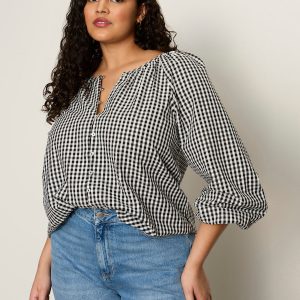 Perfect Gingham Button Blouse Picnic Extended Sizing