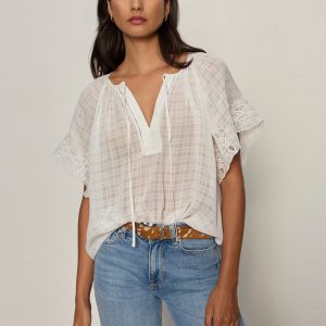 Easy Brunch Embroidered Blouse Chalk