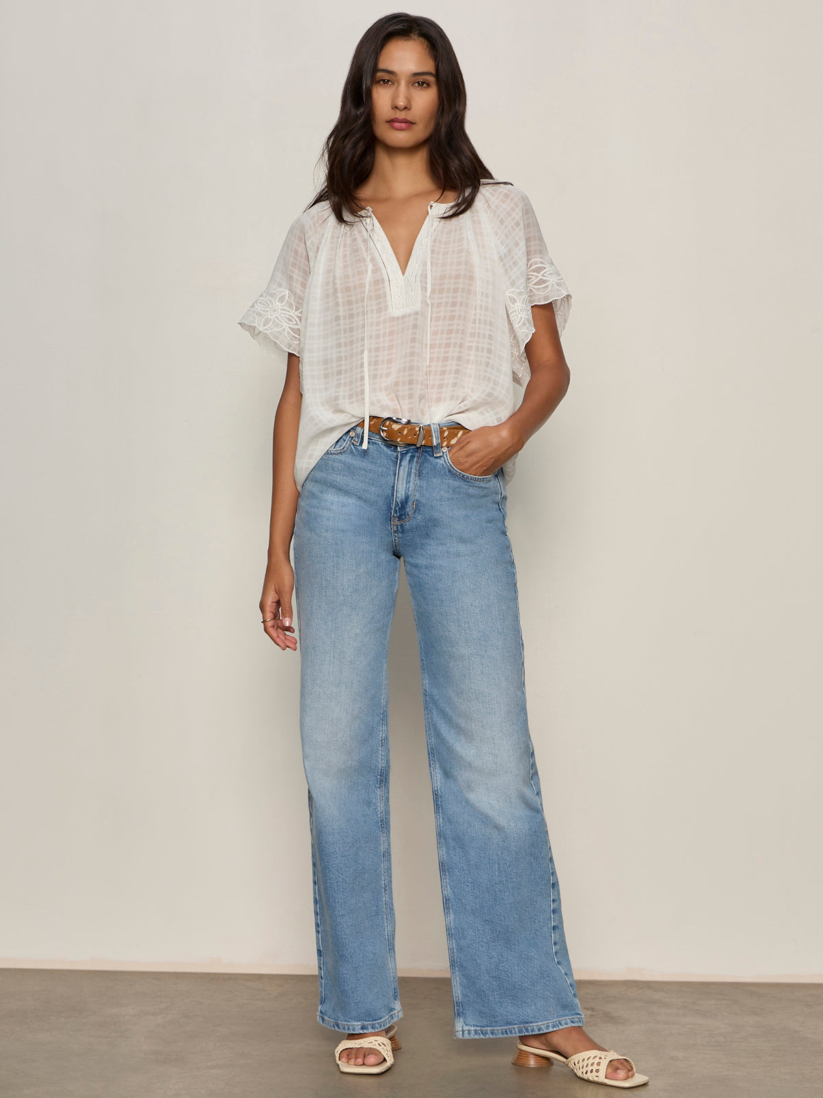 Easy Brunch Embroidered Blouse Chalk - Image 5