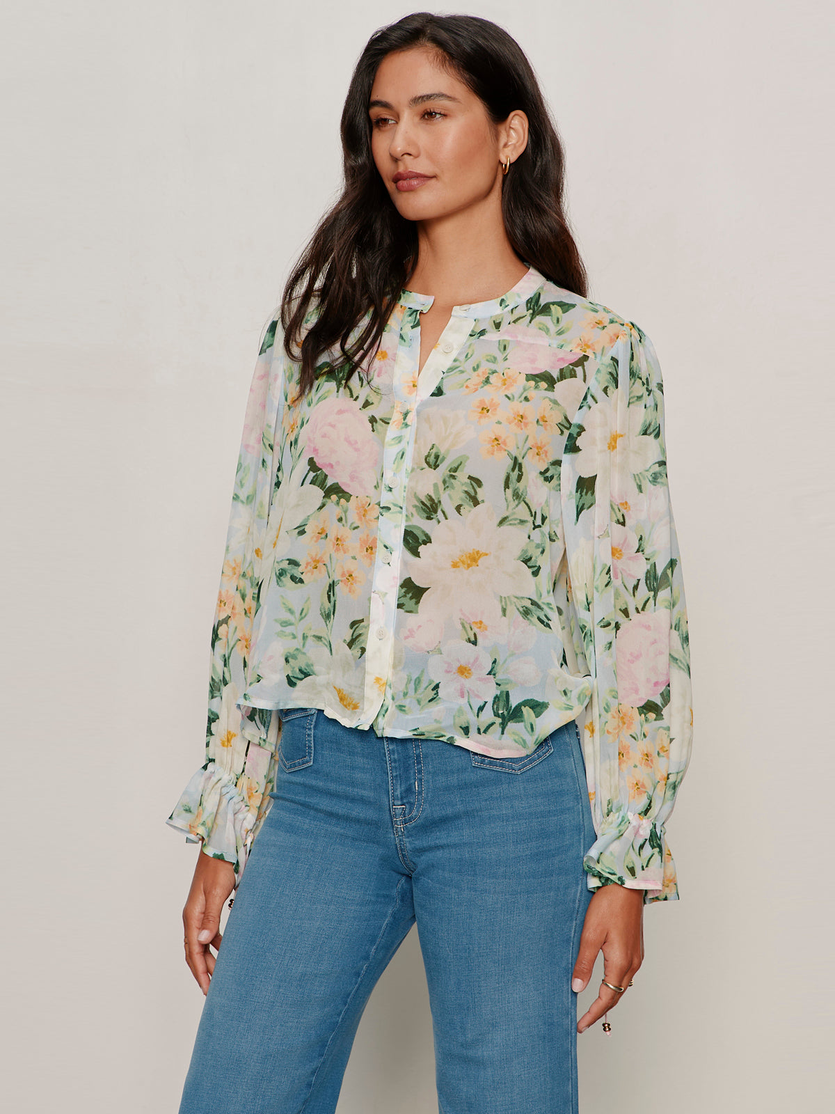 Femme Muse Button Blouse Spring Floral - Image 3
