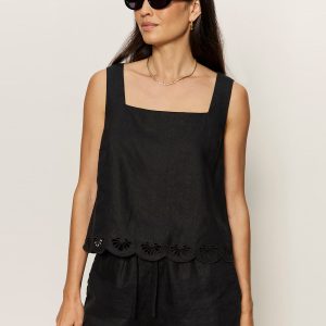 Almost There Linen Top Black