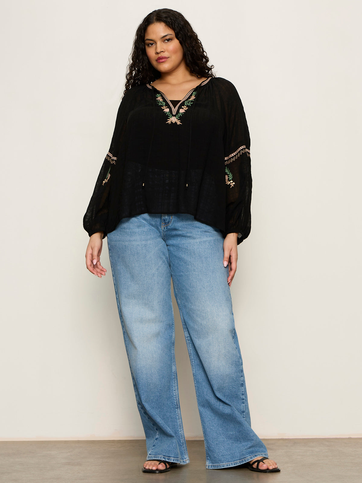 Raye Embroidered Blouse Black Extended Sizing - Image 4