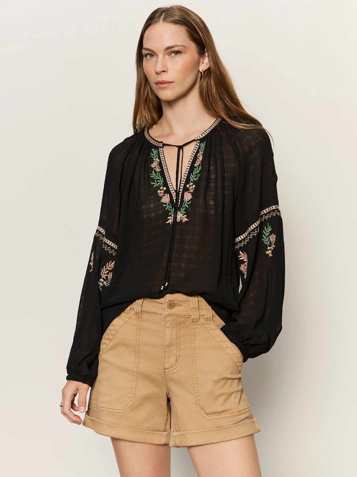 Raye Embroidered Blouse Black - Image 6