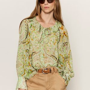 Sheer Elegance Volume Blouse Verde Boheme