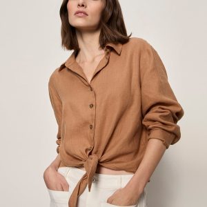 More Love Linen Tie Top Toasted Coconut
