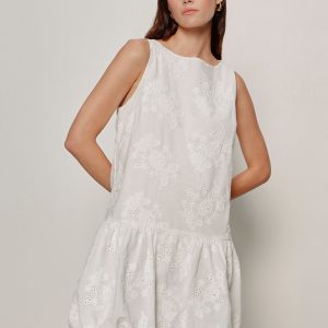 Garden Eyelet Bubble Dress White