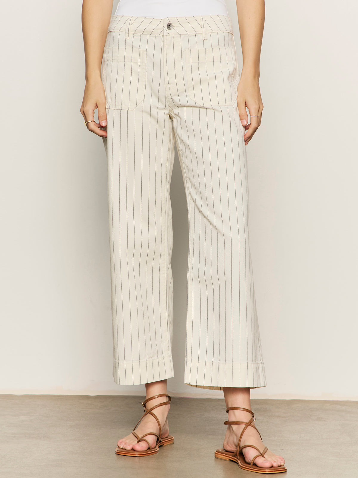The Marine Jean Crop Bleached White Pinstripe Petite Sizing - Image 2