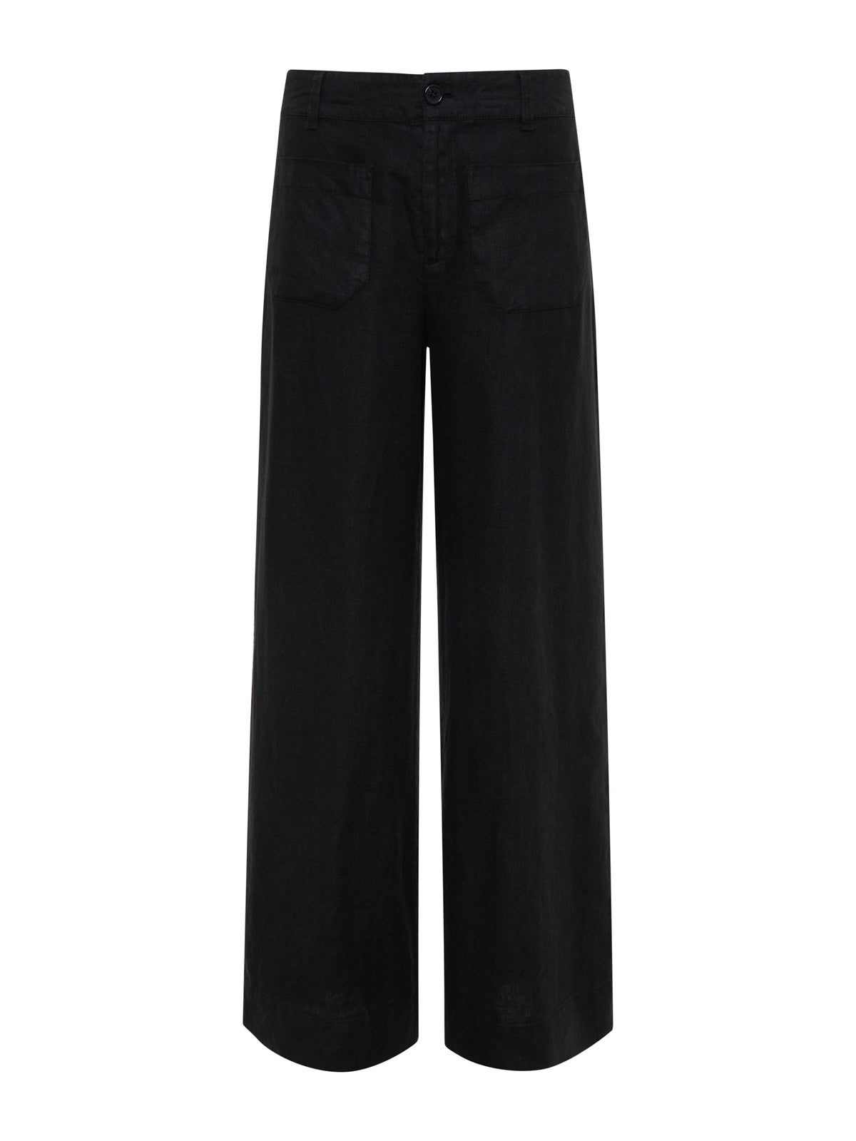 The Linen Marine Wide Leg Semi-High Rise Pant Black - Image 5