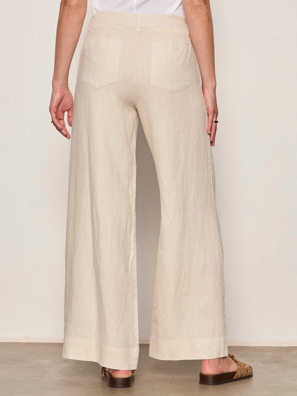 The Linen Marine Wide Leg Pant Summer Sand - Image 3