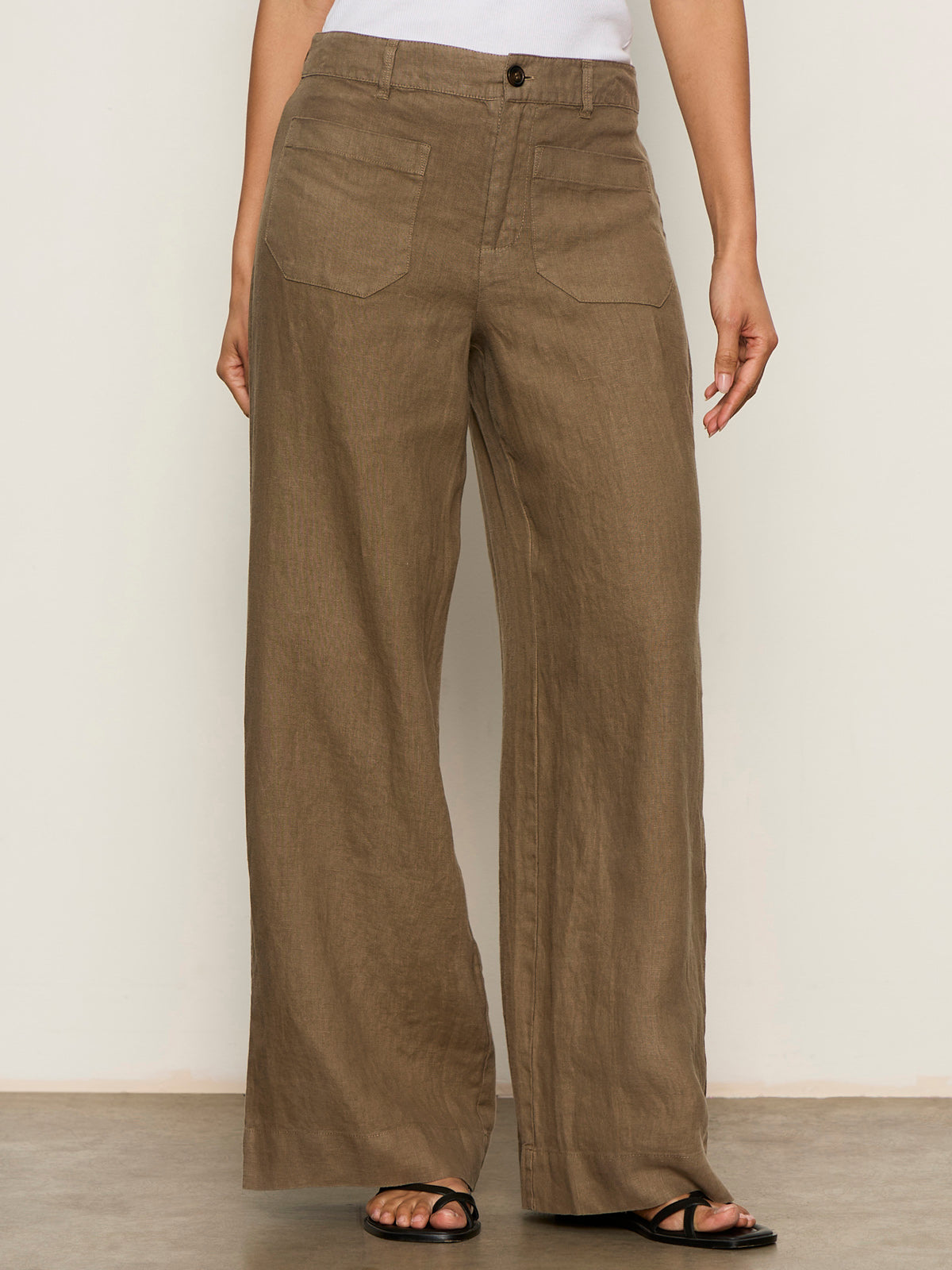 The Linen Marine Wide Leg Pant Timber - Image 2