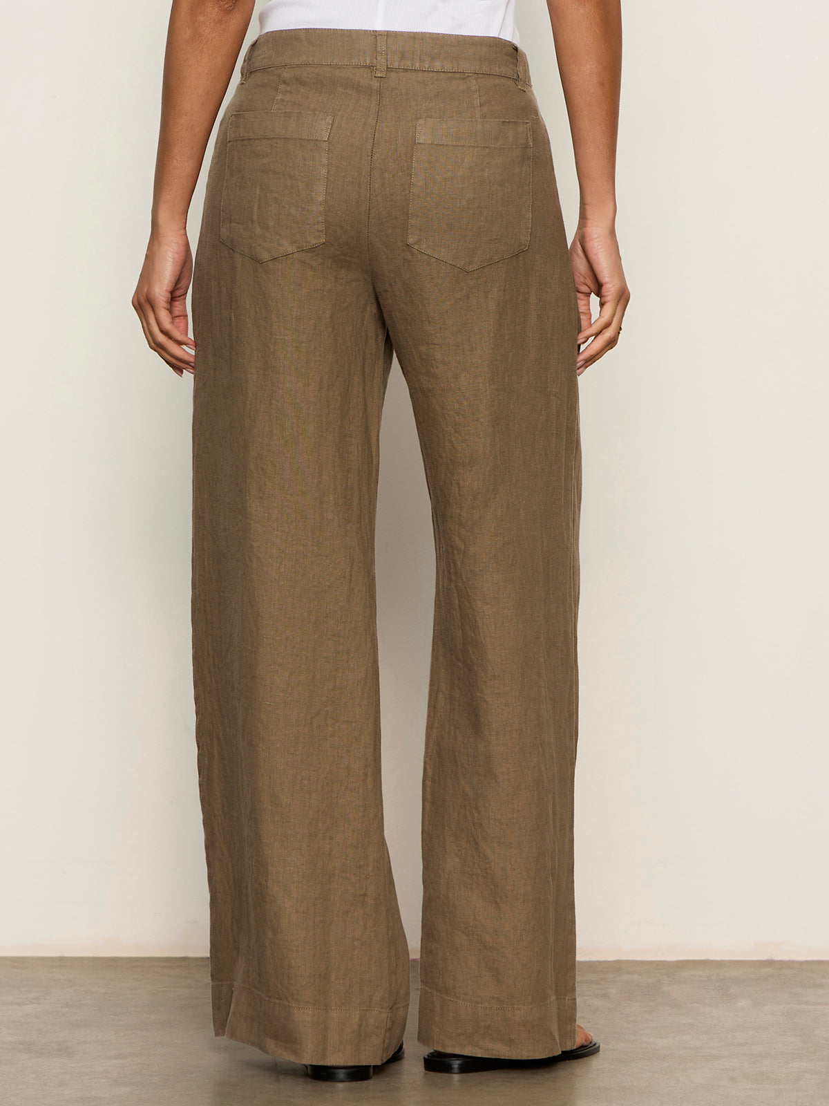 The Linen Marine Wide Leg Pant Timber - Image 3