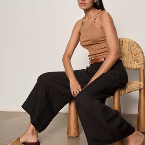 Terrace Linen Pant Black