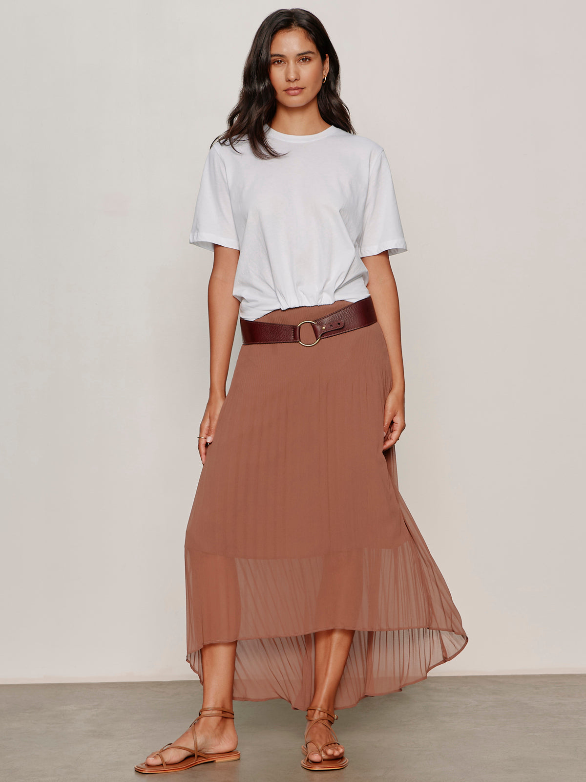 Meant To Be Pleated Midi Skirt Mud Bath - Image 5