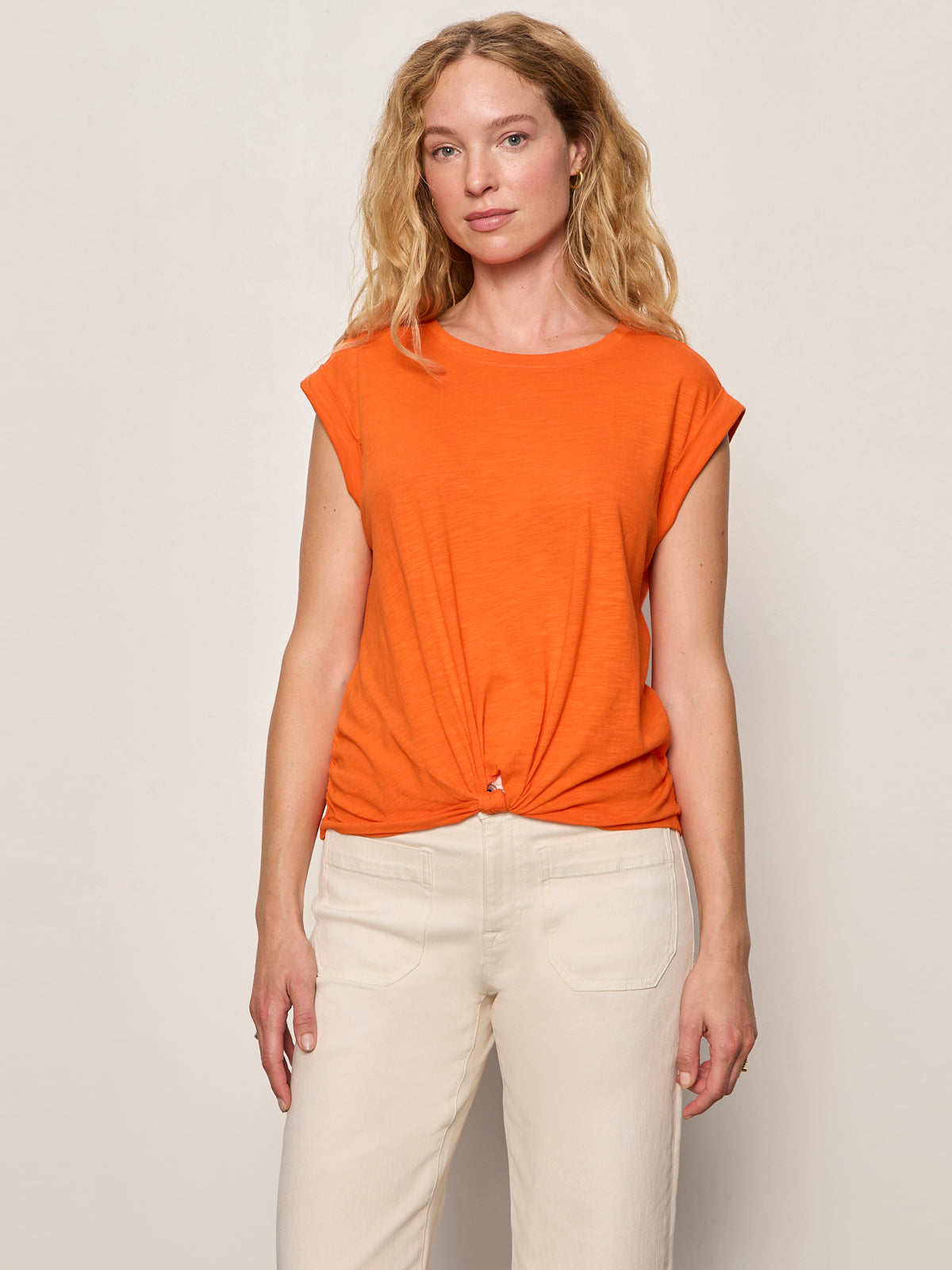Knotted Muscle Tee Hibiscus Orange - Image 4