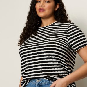 Perfect Textured Tee Black/Chalk Stripe Extended Sizing