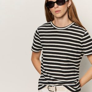 Perfect Textured Tee Black/Chalk Stripe