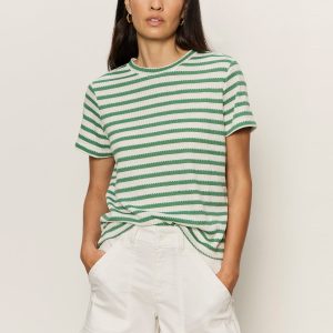 Perfect Textured Tee Chalk/Green Juice Stripe