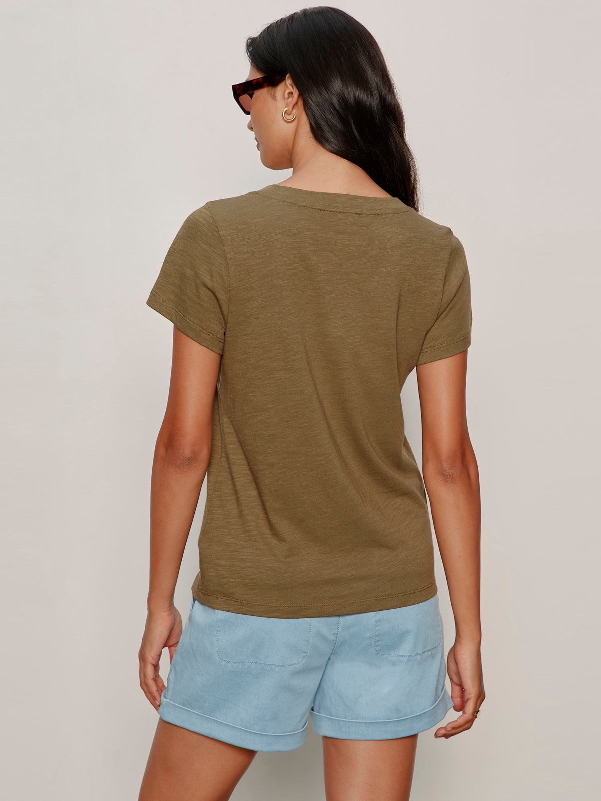 Soft V Neck Tee Burnt Olive - Image 2