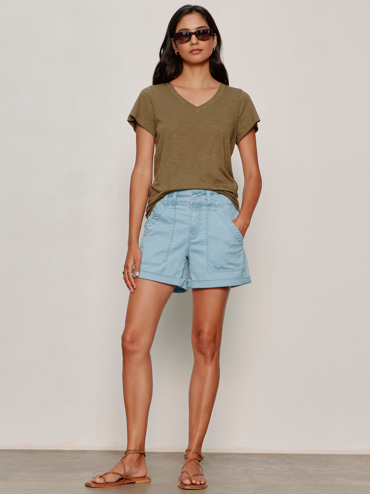 Soft V Neck Tee Burnt Olive - Image 4