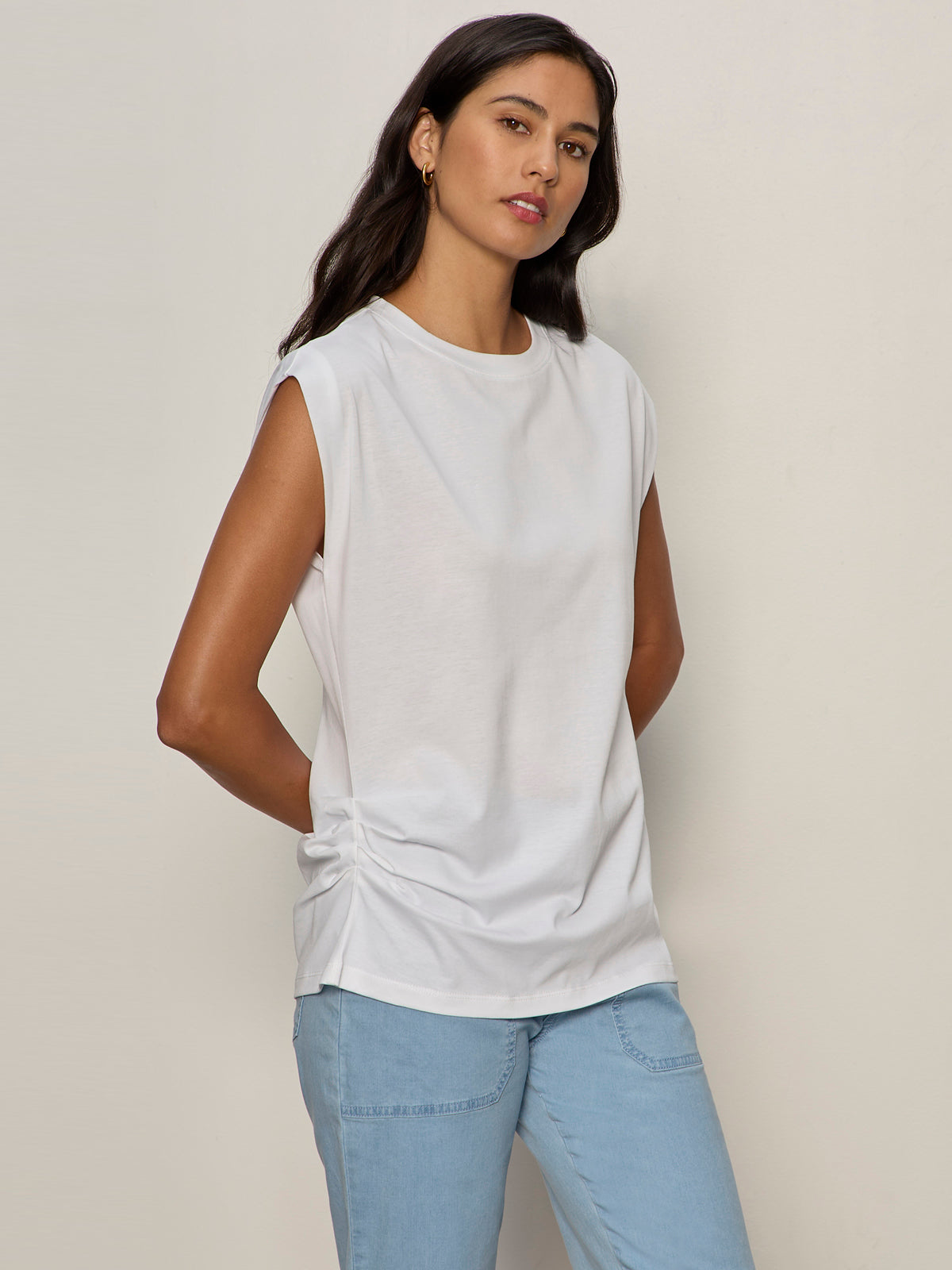 Pleated Muscle Tee White - Image 3