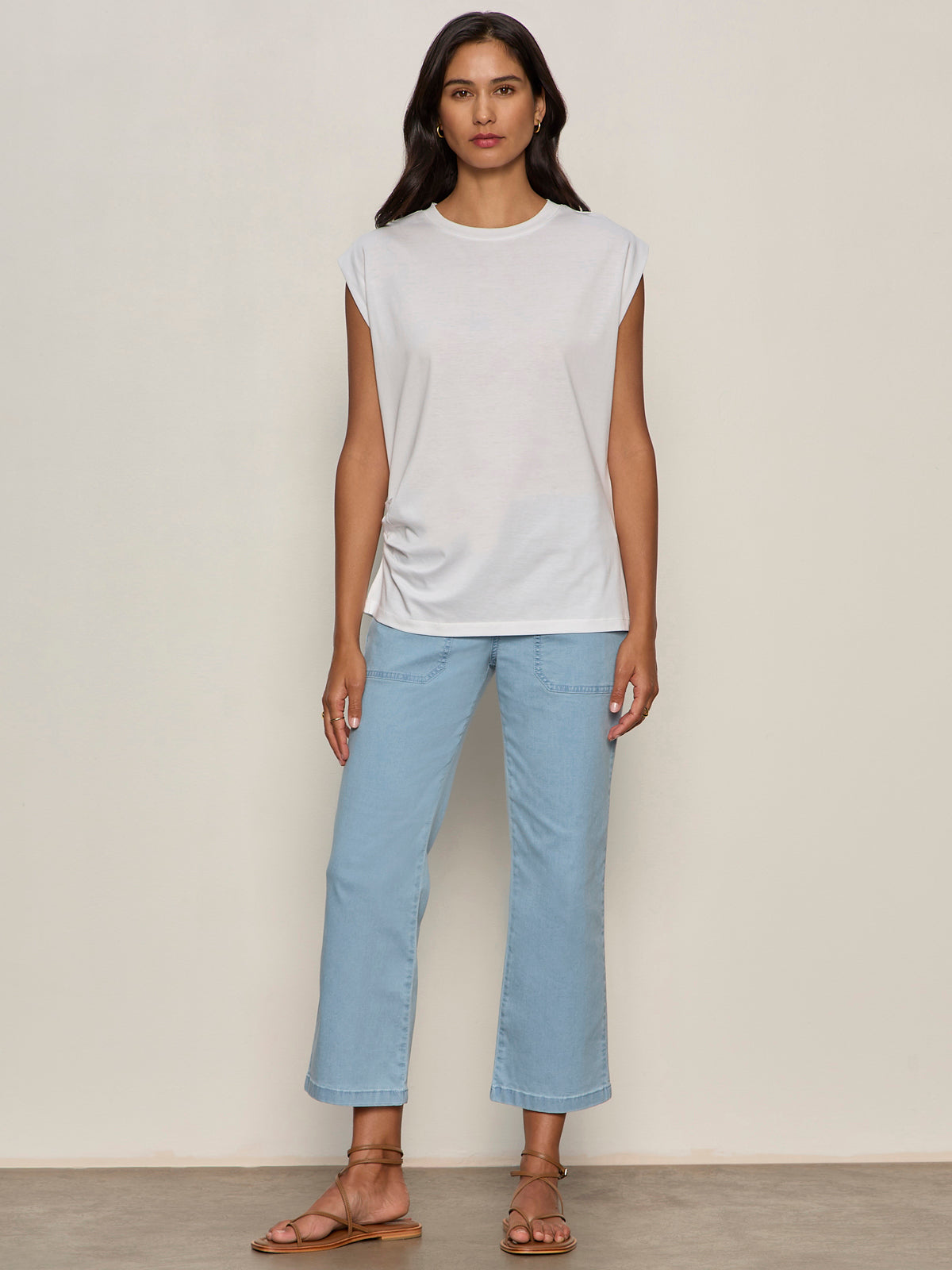 Pleated Muscle Tee White - Image 6