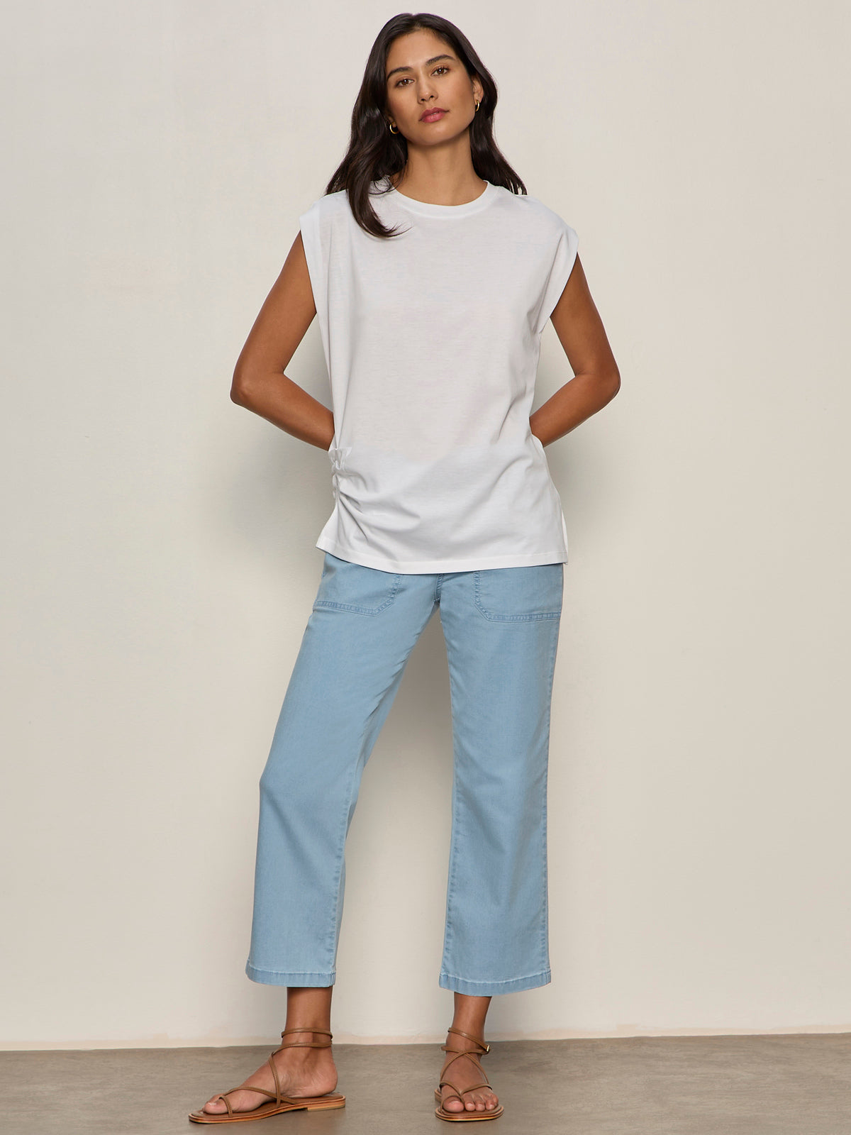 Pleated Muscle Tee White - Image 5