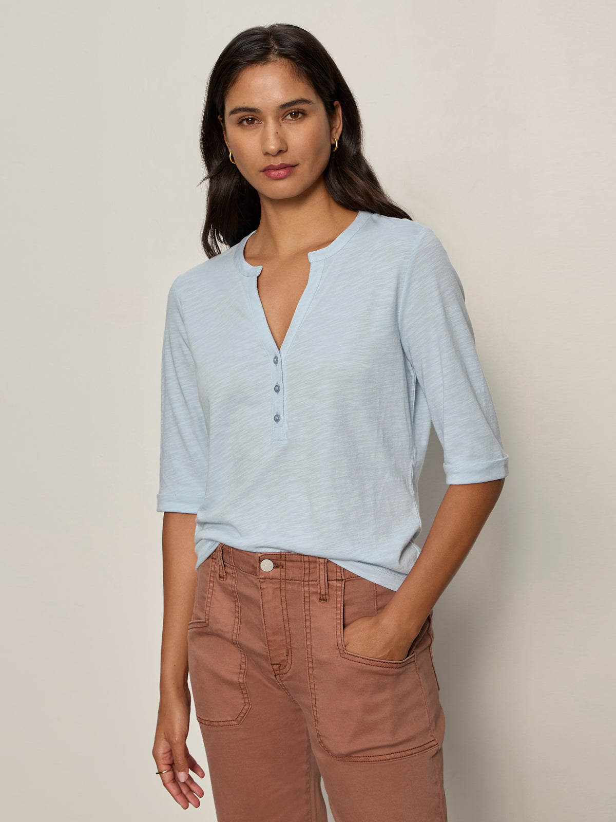 Rolled Sleeve Tee Blue Aura