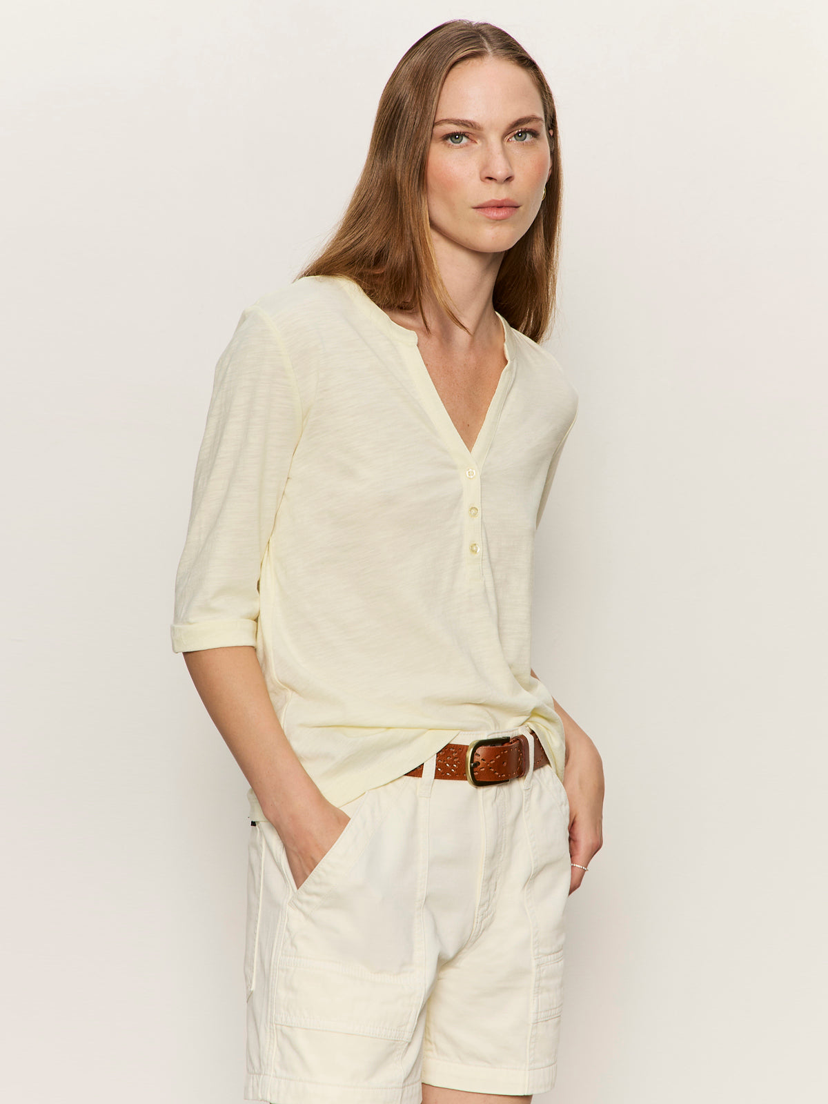 Rolled Sleeve Tee Lemon Drop - Image 3