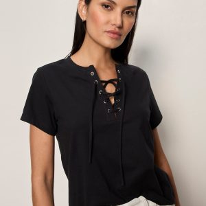 Lace Up Timeless Tee Black