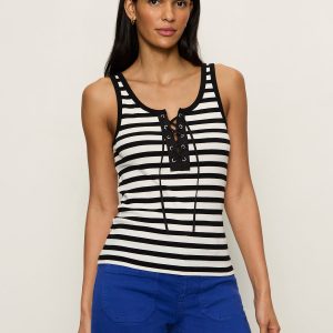 Go-To Lace Up Tank Chalk/Black Stripe