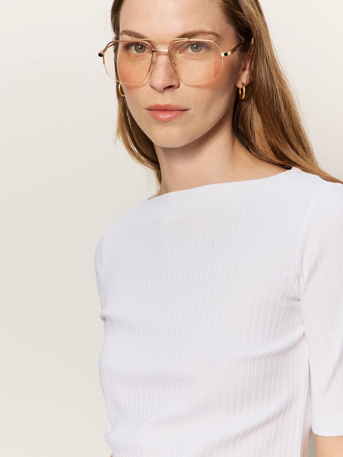 Boatneck Ribbed Top White - Image 4