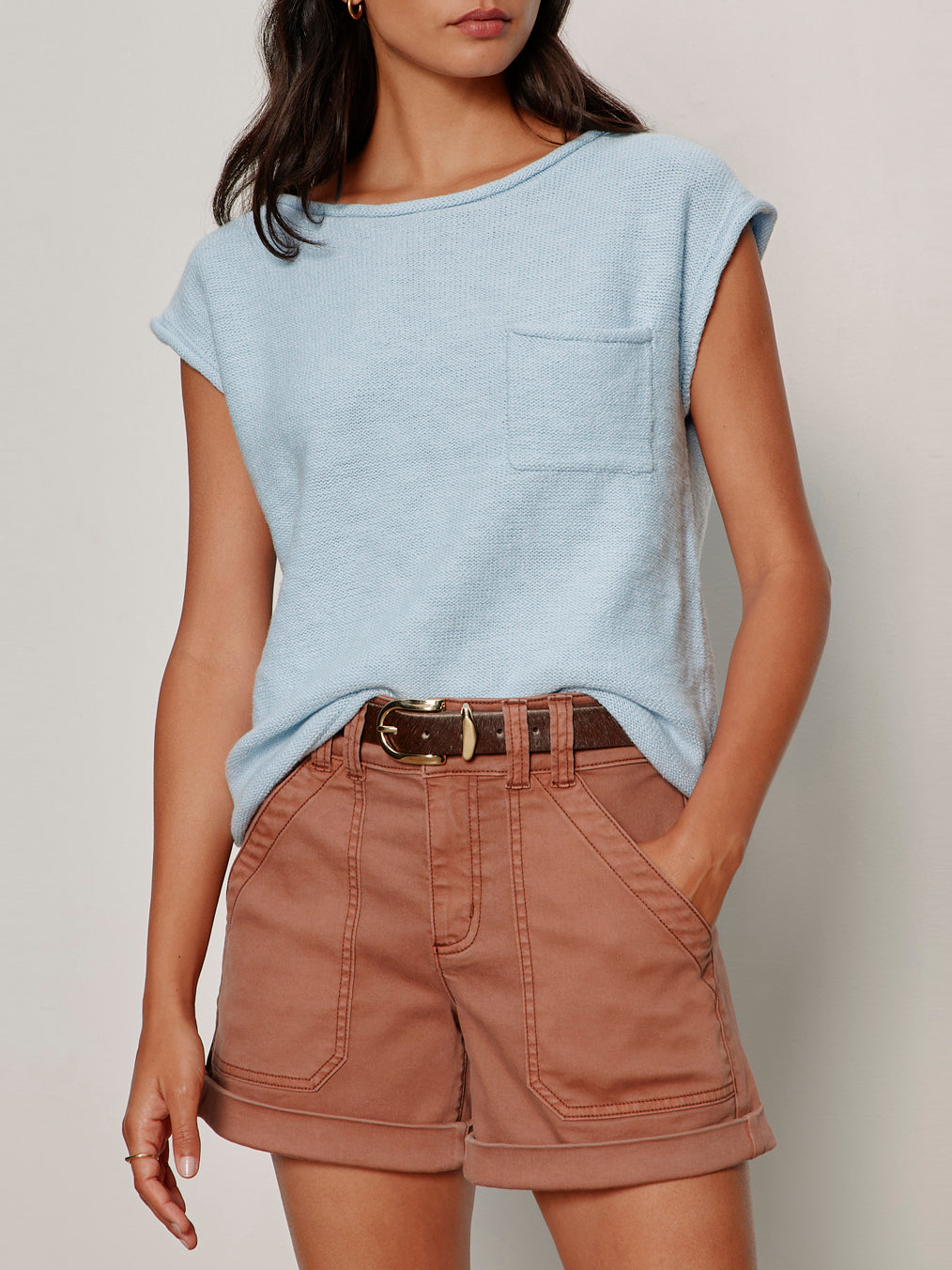 Easy Sweater Tee Blue Aura Petite Sizing