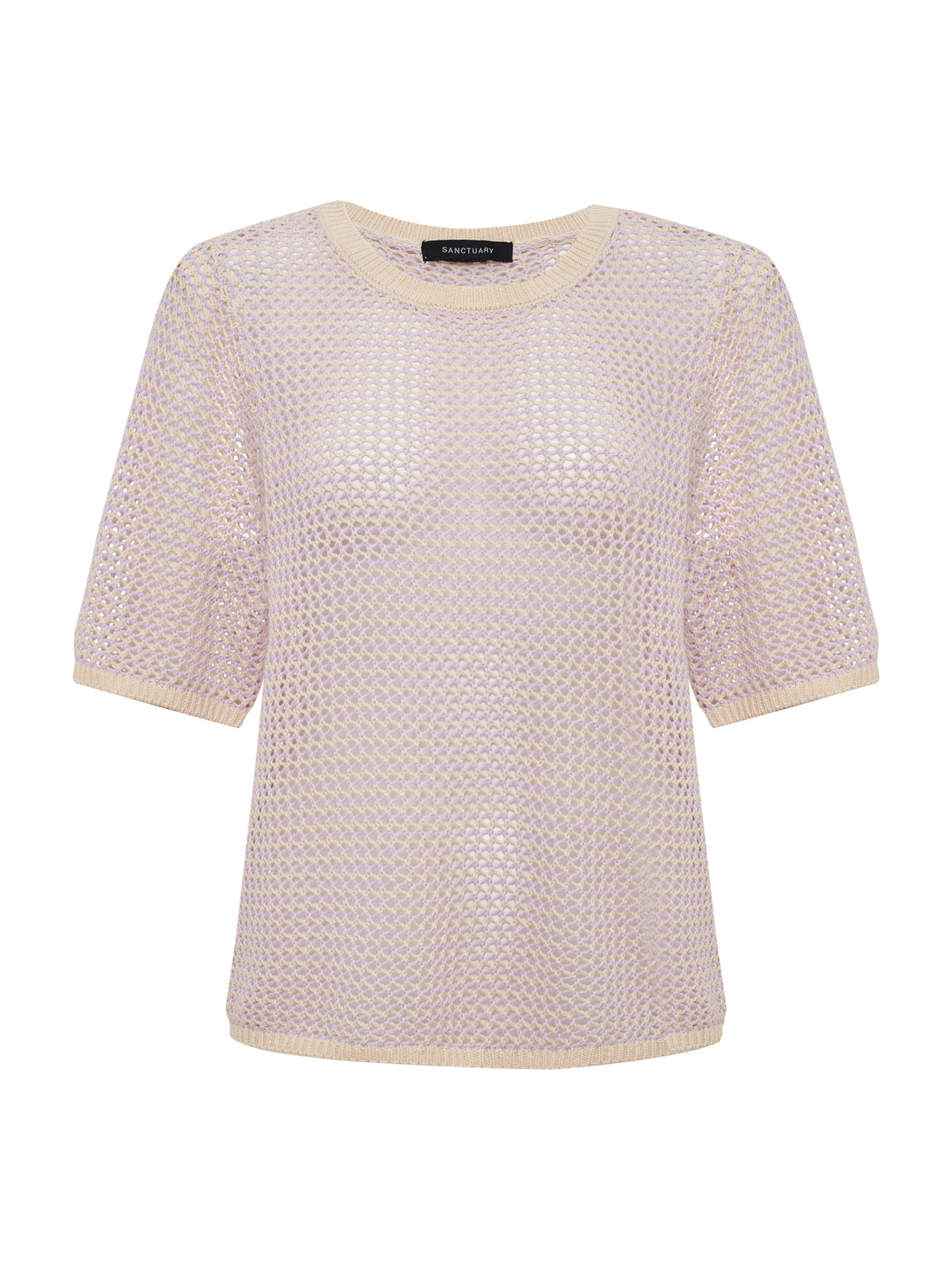 Open Knit Sweater Tee Petal/Rich Collagen Stripe - Image 6