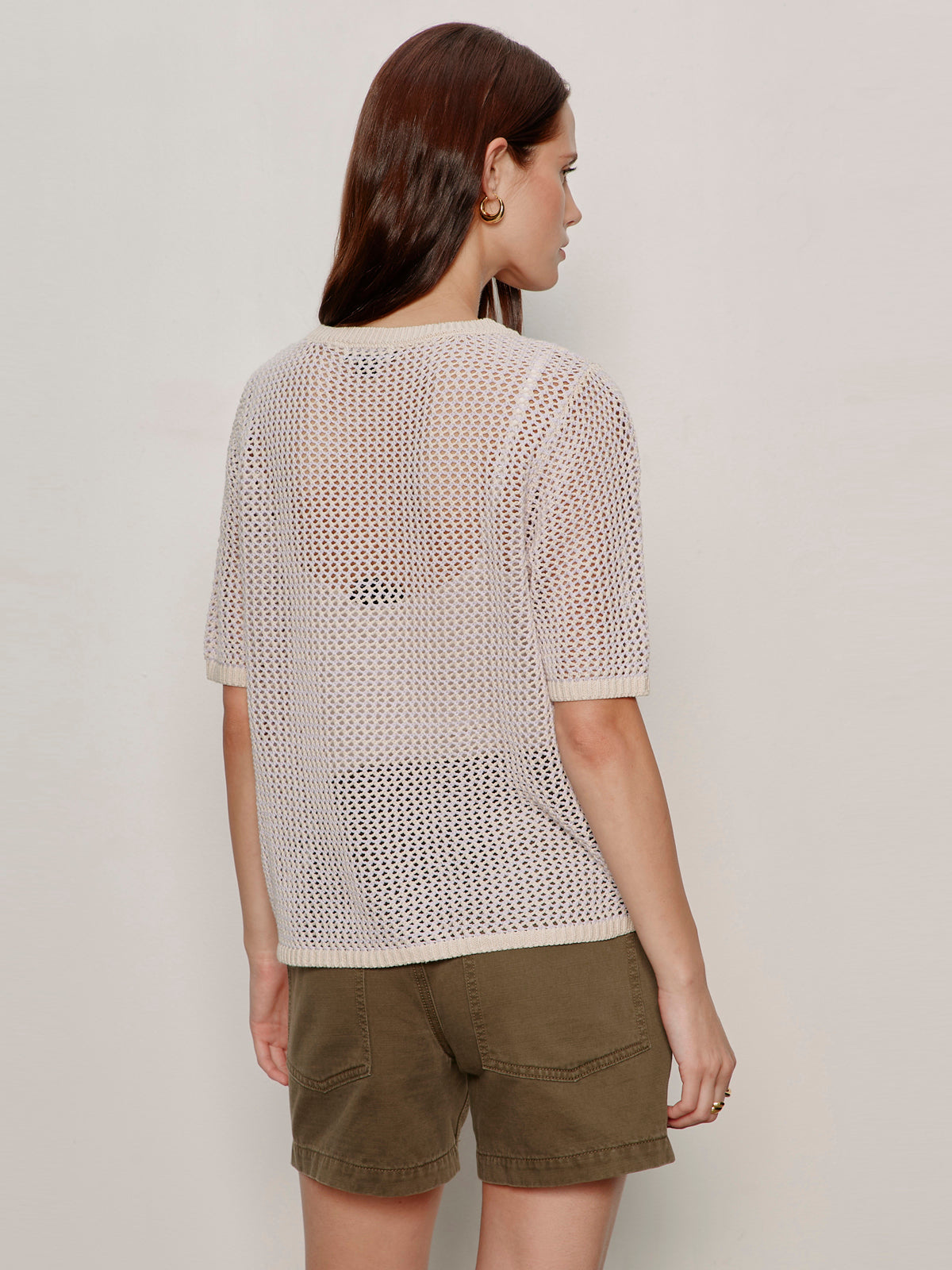Open Knit Sweater Tee Petal/Rich Collagen Stripe - Image 2