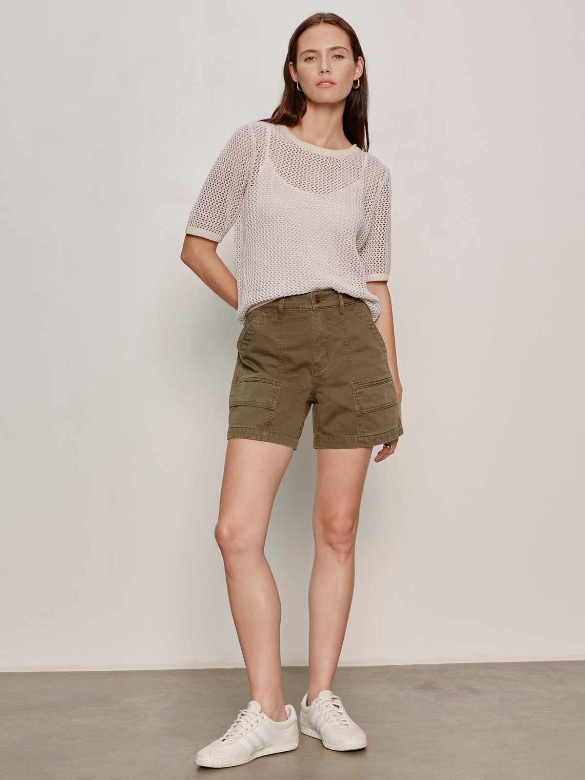 Open Knit Sweater Tee Petal/Rich Collagen Stripe - Image 5