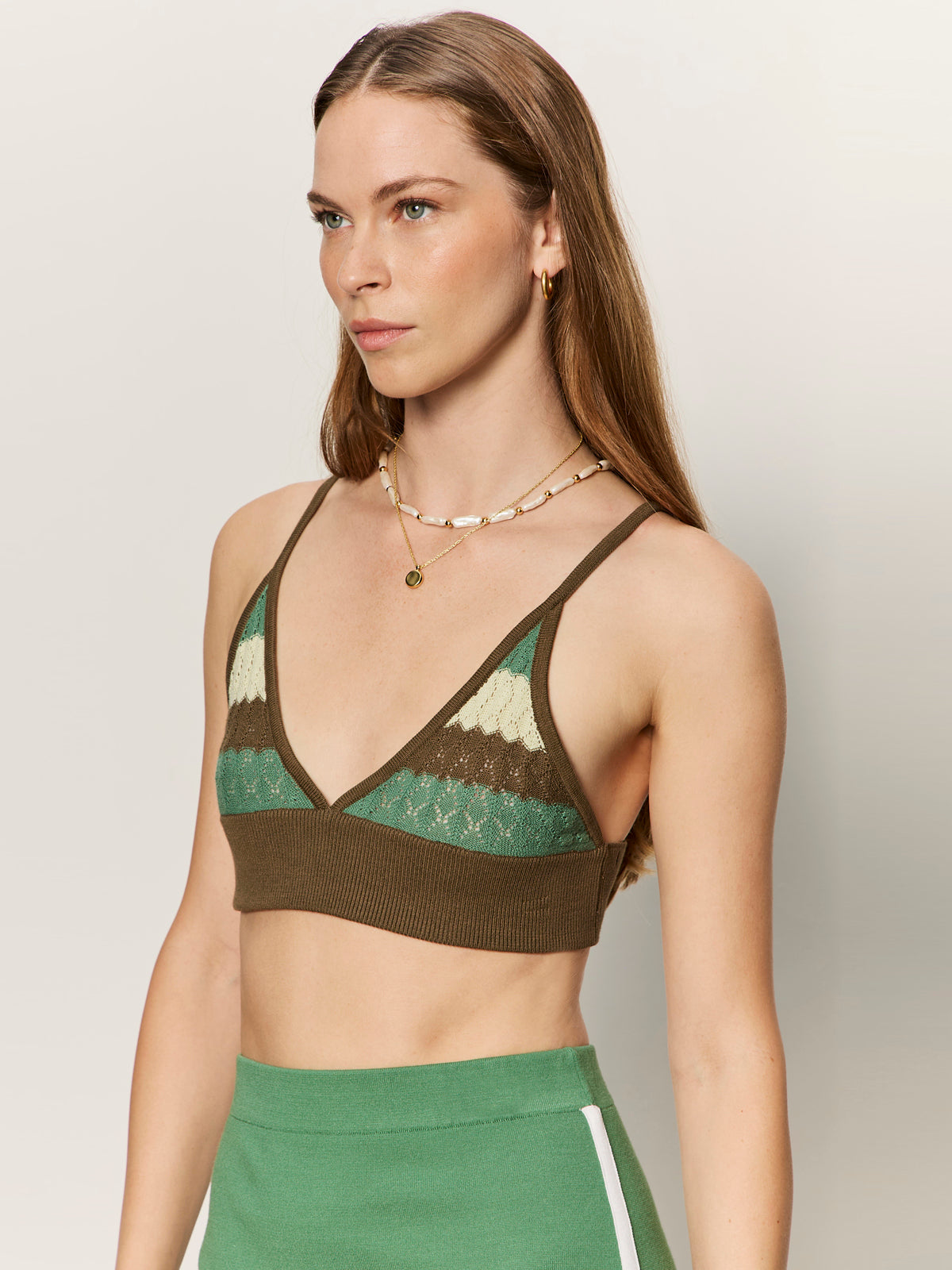 One And Only Knit Bralette Timber/Green Juice/Green Mist - Image 4