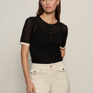 Going Places Pointelle Sweater Black