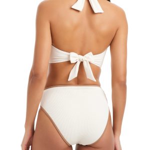 High Leg High Rise Bikini Bottom White Sand