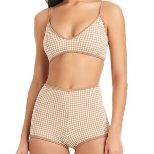 Boyshort Bikini Bottom Toasted Coconut Gingham