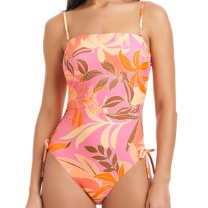 Banded Shirr Side One-Piece Multi