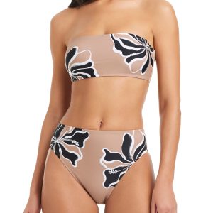 Sequin Bandeau Bikini Top Toasted Coconut