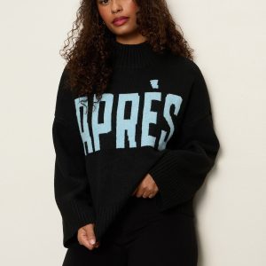 Apres Ski Sweater Black/Aquamarine Petite Sizing