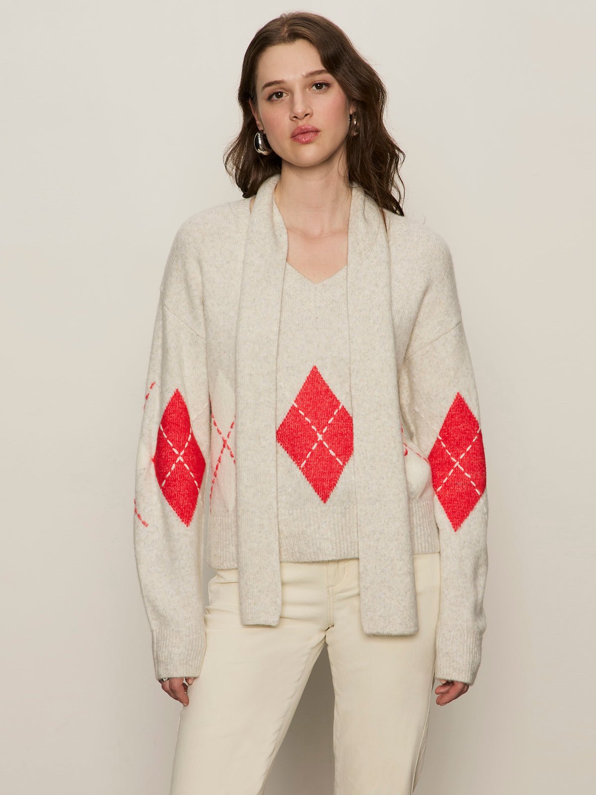 Argyle Scarf Sweater Tulip Multi Argyle - Image 2