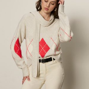 Argyle Scarf Sweater Tulip Multi Argyle