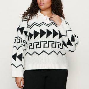 Below Zero Fairisle Popover Chalk And Black Fairisle Extended Sizing