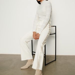 Cadence Shimmer Stripe Jean Vanilla Creme