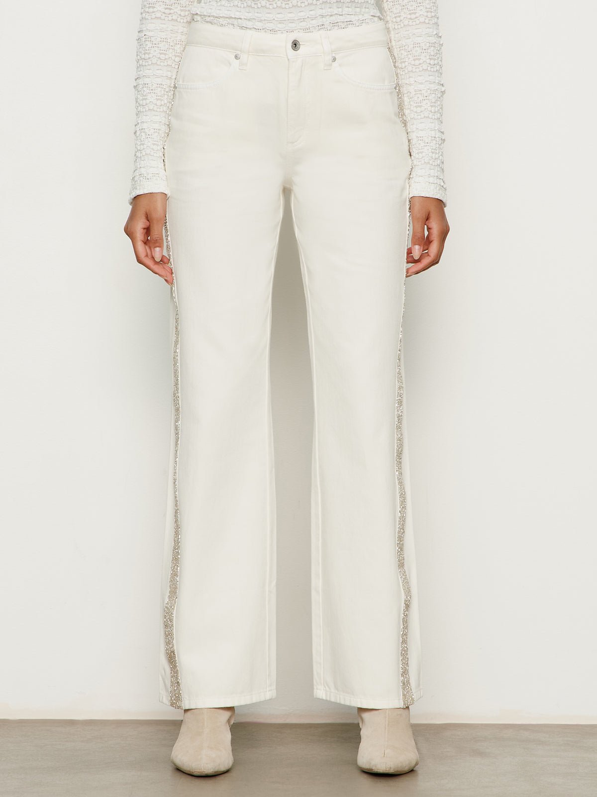 Cadence Shimmer Stripe Jean Vanilla Creme - Image 2